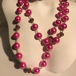 Pink Glass Bead Necklace